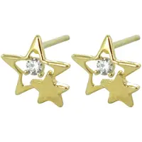 New Bling 9NBSAM-G190053 Gouden Oorknopjes - Dames - Sterren - Glad - Zirkonia - 7 x 5,4 mm - 14 Karaat - Goud