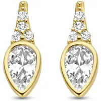 New Bling 9NBG-0270 Gouden Oorknopjes - Dames - Bezet met Zirkonia Steentjes - 9,6 x 3,5 mm - 14 Karaat - Goud