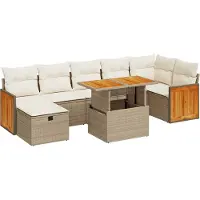 vidaXL 5-delige Loungeset met kussens poly rattan beige