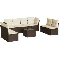 vidaXL 9-delige Loungeset met kussens poly rattan bruin