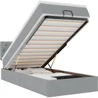 vidaXL Ottoman bed met matras en LED's 90x190cm stof lichtgrijs
