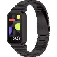 Strap-it Stalen schakel band met vlindersluiting - geschikt voor de Xiaomi Smart Band 9 Active (zwart)