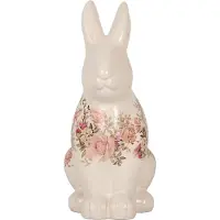 Clayre & Eef Decoratie Beeld Konijn 16x12x28 cm Beige Keramiek
