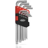 FAMEX 10788 Hoekschroevendraaier voor Torx-schroeven, lang, T-10 - T-50, 9-delig