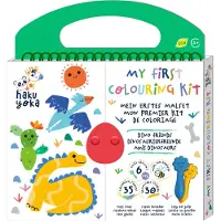Haku Yoka: MIJN EERSTE KLEURKIT / DINOVRIENDEN 20,5x24x2cm, bevat 6 waskrijtjes met lachend gezichtje, 35 kleurvellen en afneembare stickers, bevat 10% bijenwas, 3+