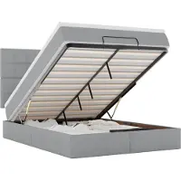 vidaXL Ottoman bed met matras 140x190cm stof lichtgrijs