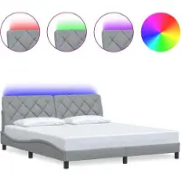 vidaXL Bedframe met LED zonder matras stof 180x200 cm lichtgrijs