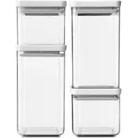 Brabantia Tasty+ Voorraadbussen - Stapelbaar - 2x 0,7 l & 2x 1,6 l - Light Grey