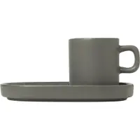 Blomus Espressokop & Schotel Pilar Pewter (Set van 2)