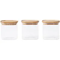 Pebbly Vershoudbakje (set) PKV-015 800 ml, set van 3 stuks, glas / bamboe,