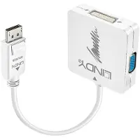 Lindy Videoadapter - - DisplayPort 1.2 naar HDMI/DVI/VGA - 4K UHD 30Hz - Audio ondersteund