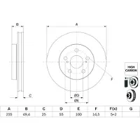 Bosch Remschijf 0 986 479 F72 voorkant, geventileerd, sterk gecarboniseerd, 1 Stuk