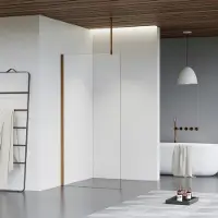FortiFura Galeria inloopdouche - 180x200cm - helder glas - plafondarm - Geborsteld koper PVD (Koper) SW797920/SW876702/SW876705