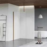 FortiFura Galeria inloopdouche - 50x200cm - helder glas - plafondarm - Geborsteld koper PVD (Koper) SW797919/SW876702/SW876705