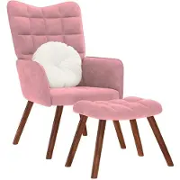 vidaXL Relaxstoel met voetenbank fluweel roze