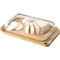 Casa Di Elturo Serveerplank met stolp bamboe basis en glazen deksel l28 x b17,1 x h5 cm