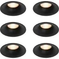 QAZQA Set van 6 inbouwspots zwart GU10 50mm - Gijs
