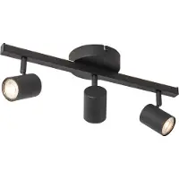 QAZQA Plafondspot zwart GU10 50mm 3-lichts incl. achtergrondverlichting en 3-standen schakelaar - Back Up