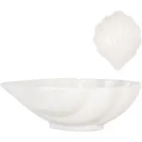 Clayre & Eef Kom Schelp 12x10x4 cm Wit Keramiek