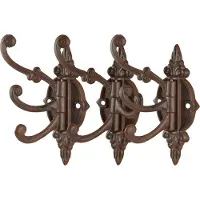 Best For Boots Wandplaat - 3x - met 3 haken - 23 cm - gietijzer - wand kapstok - Gietijzeren kapstokhaken/wandhaken