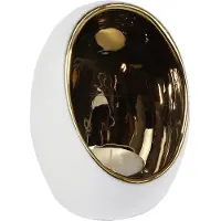 Gifts Amsterdam Theelichthouder Pim S goud/wit aardew 9,5x9,5 x12,5cm