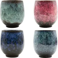 Somstyle Keramieke Koffiekopjes Set - 4 Stuks - Koffiebeker Zonder Oor - Koffie Mok 150 ML - Multicolor
