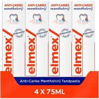 Elmex Anti Cariës Mentholvrij Tandpasta - 4 x 75ml - Tandpasta Zonder Menthol - Voordeelverpakking
