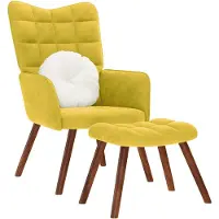 vidaXL Relaxstoel met kruk geel fluweel