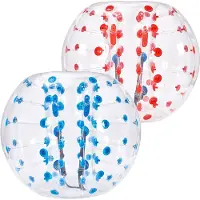 Vevor Opblaasbare Bump Ball, 2-pack, 1,5m x 1,2m, Botsbal voor Mensen, PVC Body Bubble Bounce Ball voor Buitenactiviteiten, Rood + Blauwe Stippen