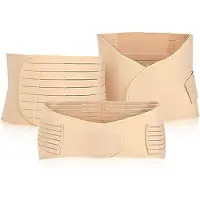 Karma 3-in-1 postpartum riem voor dames, recovery buik/taille/bekkenriem, hoge elastische postnatal buikband na de geboorte de pijn verlichten, ondersteuning herstel heupriem, Beige, M