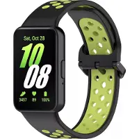 Strap-it Siliconen sport bandje met gespsluiting - geschikt voor Samsung Galaxy Fit 3 (zwart/lime)