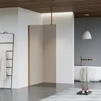FortiFura Galeria inloopdouche - 60x200cm - rookglas - plafondarm - Geborsteld koper PVD (Koper) SW797935/SW876702/SW876705