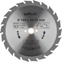 Wolfcraft 6372000 Hardmetaal-cirkelzaagblad 180 x 20 mm Aantal tanden: 22 1 stuk(s)