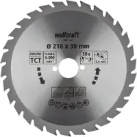 Wolfcraft - Cirkelzaagblad 210x30mm - 30 Tanden - Zaagblad voor Cirkelzaag - Serie groen - 6381000