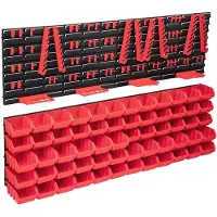 vidaXL 136 -delige Opslagbakkenset met wandpanelen rood en zwart
