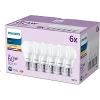 Philips LED lamp E27 | Peer A60 | Mat | 2700K | 8W (60W) | 6 stuks