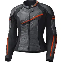 Held Debbie II Geperforeerd Dames Zwart Rood Leren Motorjas Maat 40