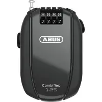 ABUS Kabelschloss Combiflex – Slot voor het beveiligen van ski's, helmen, kinderwagens en bagage – Type 125 – 125 cm lang – 3 mm dik – met cijfercode – Zwart