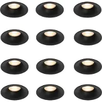 QAZQA Set van 12 inbouwspots zwart GU10 50mm - Gijs