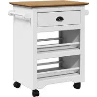 vidaXL Keukenwagen BODO, wit en bruin, 67,5x45x80 cm