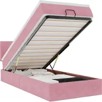 vidaXL Bed poef met matras en LED's 80x200 cm fluweel roze