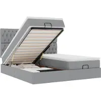 vidaXL Ottoman bed met matrassen 180x200cm stof lichtgrijs