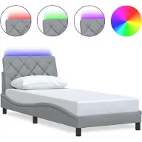 vidaXL Bedframe met LED zonder matras 80x200 cm stof lichtgrijs