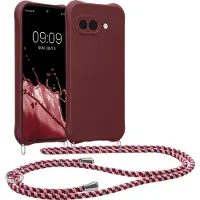 Kwmobile telefoonhoesjegeschikt voor Google Pixel 9a - Hoesje van siliconen met telefoonkoord - In bordeaux-violet