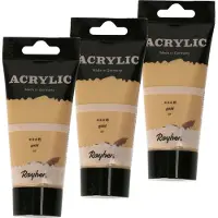 Rayher Hobby Materialen Rayher hobby Acrylverf op waterbasis - 3x - goud - 75 ml - Schilderen/knutselen - Voor kinderen en volwassenen