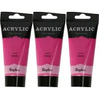 Rayher Hobby Materialen Rayher hobby Acrylverf op waterbasis - 3x - donker roze - 75 ml - Schilderen/knutselen - Voor kinderen en volwassenen