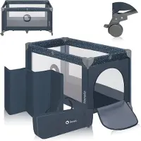 Lionelo Stefi 2-in-1 Campingbed & Box – Co-Sleeper – Zij-ingang met Ritssluiting – Tot 15 kg – 125x65 cm – LockGuard – Inclusief Transporttas – Voor 0-36 Maanden