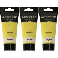 Rayher Hobby Materialen Rayher hobby Acrylverf op waterbasis - 3x - geel - 75 ml - Schilderen/knutselen - Voor kinderen en volwassenen