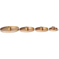 Novaliv Set van 12 ronde metalen kaarsenhouders, diameter 14 cm, decoratieve schaal, goud, kerstversiering, kaarsenhouder, adventskrans, scandic chic, kaarsenbord, tafelkaarsen, kaarsenhouder, kaarsenstoker