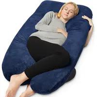 EarKings Zwangerschapskussen Zijslaapkussen 140x80cm U-vorm met Afneembare hoes - Body Pillow blauw